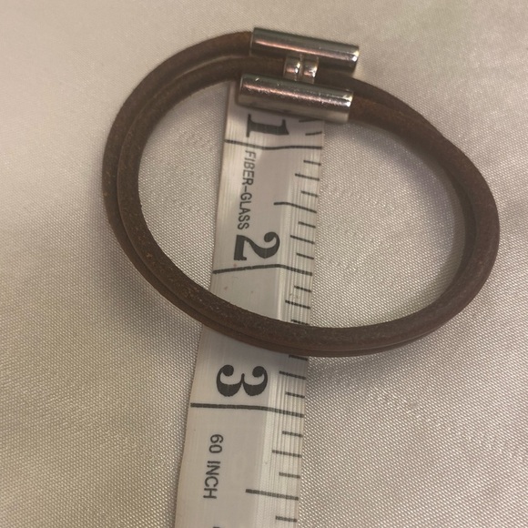 Hermes Brown Leather Bracelet w/Silver Clasp Hermes box /COA included see pic - Picture 9 of 10